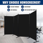 Room Divider 6FT Portable Room Dividers and Folding Privacy Screens, 136'' W Fabric Divider for Room Separation, 4 Panel Partition Room Dividers Freestanding Wall Divider Screen for Dorm Studio Office