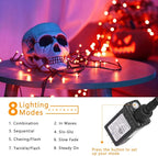 ODEETRONIC Orange Halloween Lights, 98.42ft 300 LED Orange Lights, 8 Mode Halloween Light String Connectable, Plug in Twinkle Fairy Light Waterproof for Indoor Outdoor Holiday Party Home Tree Decor