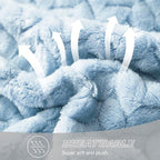 Exclusivo Mezcla Light Blue Fleece King Size Blanket for Bed, 90x104 Inches Soft Cozy 3D Decorative Jacquard Flannel Blankets, Lightweight Fuzzy Plush Warm Blankets for All Seasons