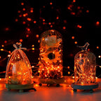JMEXSUSS 4 Pack 50 LED Christmas Fairy Lights Battery Operated, 16.1ft Orange Fairy String Lights, Mini Orange Christmas Lights for Bedroom Garden Party Holiday Decorations