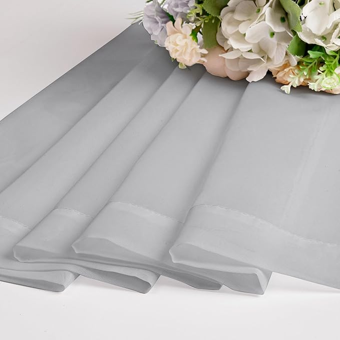 Chyhomenyc Light Grey Sheer Curtains 54 Inch Long 2 Panels, Light Filtering Rod Pocket Voile Short Curtains Drapes for Living Room Bedroom Small Windows, 42Wx54L Inches