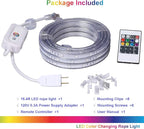LED Rope Lights, 16.4ft Flat Flexible RGB Strip Light, Color Changing, Waterproof for Indoor Outdoor Use, Connectable Decorative Lighting, 8 Colors and Multiple Modes