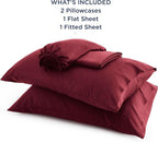 Bedsure King Size Sheets Set, Cooling Sheets for Hot Sleepers, Rayon Derived from Bamboo, Breathable & Soft, Deep Pocket Up to 16 Inches, Hotel Luxury Silky Bedding, Burgundy