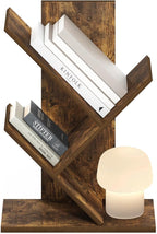 Furinno Tree Book Shelf, 3-Tier Bookshelf, Tree Bookcase for Room Decor, 8.4 x 15.7 x 21.3, for Living Room, Bedroom, Home Office, Amber Pine