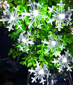 Solar Christmas Snowflake String Lights 36ft 60 LED 8 Modes Solar Fairy Outdoor Waterproof Powered String Lights for Garden Patio Yard Home Christmas Tree Parties(White-Snowflake-60LED)