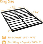 King Size Box Spring 2 Inch Low Profile, Heavy Duty Metal Box Spring Bed Base Bunkie Board, Mattress Foundation, Easy Assembly, Noise Free, Black