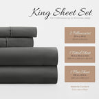 Linen Market Brushed Microfiber King Sheet Set 4 Piece – Oeko-TEX Certified Ultra Soft & Wrinkle-Free - 16" Deep Pocket Sheets - Easy Care King Size - Gray