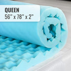DMI Foam Mattress Topper, Egg Crate Foam Pad, Mattress Pad And Bed Topper For Support, Air Circulation, Pressure Relief And Weight Distribution, Queen Size Mattress, 56 x 78 x 2