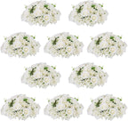 NUPTIO Flower Ball Arrangement Bouquet - 10 Pcs 15.7 inch Diameter White Fake Flowers Roses Balls for Centerpieces Tables - Artificial Rose Arrangements for Wedding Centerpiece Table Decorations