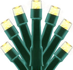 YULETIME 100 ft 300 Count Warm White LED String Lights with 8 Models Adapter, Green Wire Wide Angle 5mm Christmas Lights (Warm White - Green Wire)