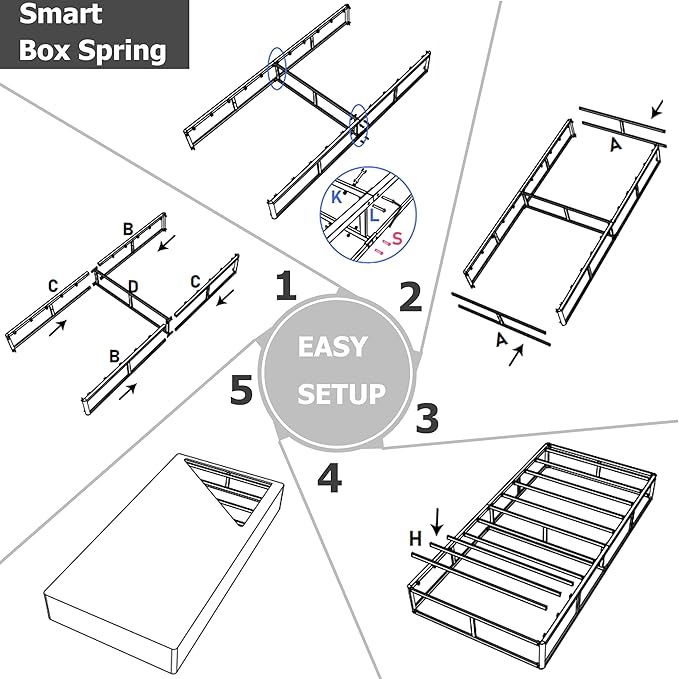 Twin Box Spring 9 Inch High Profile Strong Metal Frame Mattress Foundation, Quiet Noise-Free,Easy Assembly, 3000lbs Max Weight Capacity
