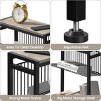 Small Side Table for Small Space, 3-Tier Narrow End Table with Magazine Holder, Slim Nightstand, Skinny Snack Couch Table in Living Room, Bedroom, Study, Kitchen and Balcony (Greige)