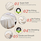 Richave 350GSM Fleece Blankets Twin Size for The Bed Warm Sofa Blanket 66" x 90"(Ivory Twin)