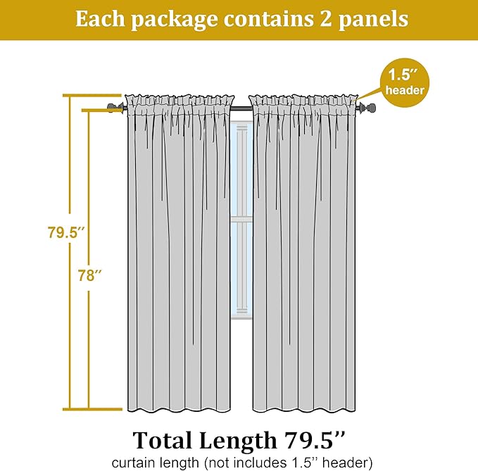 OWENIE Sheer Curtains 78 inches Long 2 Panels Set for Bedroom Living Room, Soft Solid Living Room Rod Pocket Light Filtering Curtains, 2 Pcs Each 42“ W x 78" L, Light Green