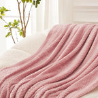 Exclusivo Mezcla Fleece Bed Blanket King Size, Super Soft and Warm Blankets for Couch, Sofa and Bed Waffle Textured, Cozy, Fuzzy and Lightweight (Dusty Pink, 90x104 Inches)