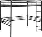 DHP Full Metal Loft Bed with Ladder, Space-Saving Design, Black, Full