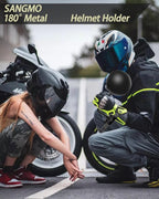 SANGMO 180°Motorcycle Helmet Rack, Rotation Metal Helmet Holder Wall Mounted Helmet Rack Motorcycle with 2 Hooks Helmet Hanger for Motorcycle Bike Coats, Caps, Baseballs, Rugby Helmet (1 pcs)