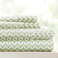 Linen Market Double-Brushed Patterned Microfiber Twin Sheet Set 3 Piece – Oeko-TEX Certified Ultra Soft & Wrinkle-Free - 16" Deep Pocket Sheets - Easy Care Twin Size - Puffed Chevron Sage