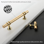 Lontan 10 Pack Gold Brass Kitchen Cabinet Knobs - T Bar Solid Drawer Knobs - Single Hole - Brushed Brass for Dresser Drawers