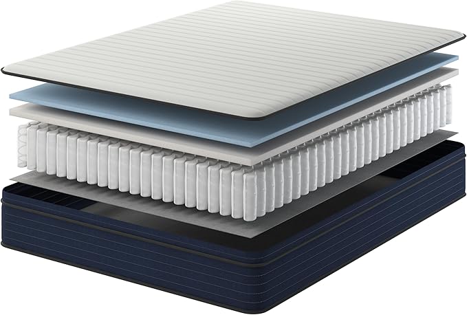 NapQueen Full Size, 10 Inch New Victoria Hybrid Cooling Gel Infused Pocket Spring and Memory Foam Mattress, Bed in a Box, CertiPUR-US Certified
