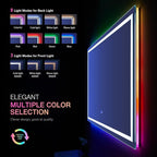 LOAAO 60”X30“ RGB LED Bathroom Mirror with Lights for Bathroom, Anti-Fog, Dimmable，Multiple Light Modes, RGB Backlit + Front Light, Memory Function, Tempered Glass