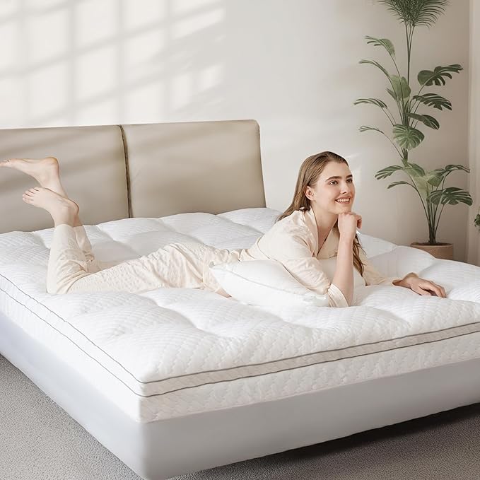 Dual Layer 3 Inch Memory Foam Mattress Topper Full Size, 2 Inch Cooling Gel Memory Foam Plus 1 Inch Down Alternative PillowTop Mattress Pad Cover with 8-21 Inch Deep Pocket
