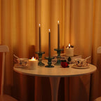 GMWD 3 Pcs Glass Candle Holder Set Clear, Green Candlesticks Holders Pillar Taper Candles Tealight Stand for Wedding Centerpieces Home Decorations Dining Table