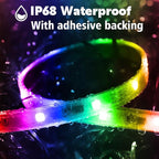LETIANPAI 200ft Outdoor LED Strip Lights Waterproof 1 Roll,IP68 Outside Led Light Strips with App and Remote,Music Sync RGB Exterior Rope Self Adhesive Back for Deck,Balcony,Pool