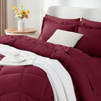 CozyLux King Size Comforter Set Burgundy - 7 Pieces Bed in a Bag King, Luxury Soft Bed Set for All Seasons, Bedding Set with Down Alternative Comforter, Sheets, Pillowcases & Shams
