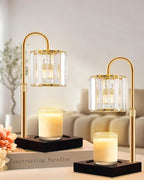 Candle Warmer Lamp, Wax Warmer Candle Lamp Timer & Dimmer 7-Levels, Compatible Most Jar Candles, Top Melting, Cystal Candle Heater Lamp for Scented Wax, Elegant Home Decoration, Black