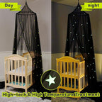 South to East Bed Canopy with Glowing Stars in The Dark, Black Bed Curtains for Kids & Toddler Beds, Twin, Full & Queen, Mosquito Net Canopy for Adult Bedrooms, Easy to Install