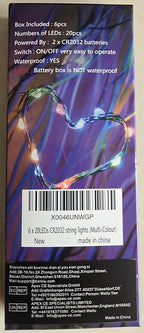 Fairy Lights CR2032 Battery Operated,6.6Ft/2Meter 20 LEDs Micro Silver Wire String Lights for Bedroom Christmas Party Wedding Decoration (Multi-Colour, 6 Pack)