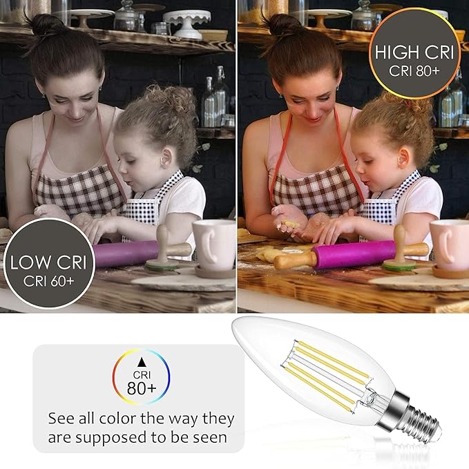 Cotanic Dimmable E12 LED Candelabra Bulb 4000K Daylight, Ceiling Fan Light Bulbs Small Base,60W Equivalent,Type B Bulb for Chandelier,Vintage B11 LED Candle Shape with Clear Glass,600LM,12 Pack
