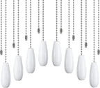 8 Pieces Ceiling Fan Pull Chains Wooden Pendant Pull Chain Extension for Ceiling Light Lamp Fan Chain (White)