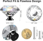 POZEAN Crystal Cabinet Knobs 30Pack, 1.57inch Dresser Knobs for Cabinet, Drawer with Two Different Sizes Screws, Diamond Glass Pulls Handles (40mm, 30Pack, Clear-Black)