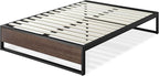 ZINUS GOOD DESIGN Award Winner Suzanne 14 Inch Bamboo and Metal Platforma Bed Frame, No Box Spring Needed, Wood Slat Support, Grey Wash, Queen