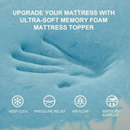SINWEEK 1.5 Inch Mattress Topper 5-Zone Memory Foam Mattress Topper Pressure Relieve Soft Mattress Pad, CertiPUR-US Certified, Full Size Blue