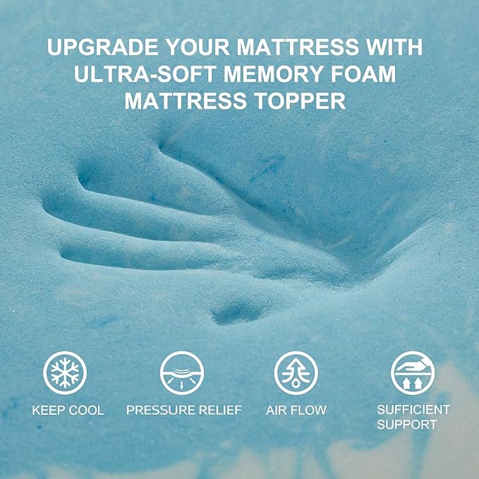 SINWEEK Mattress Topper Memory Foam Mattress Topper 1.5 Inch Queen Soft Mattress Pad for Pressure Relief, 5-Zone Design, CertiPUR-US Certified