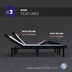Blissful Nights King e3 Adjustable Bed Base Frame with Head and Foot Incline, Wireless Remote Control, Easy Assembly, and 10 Year Warranty