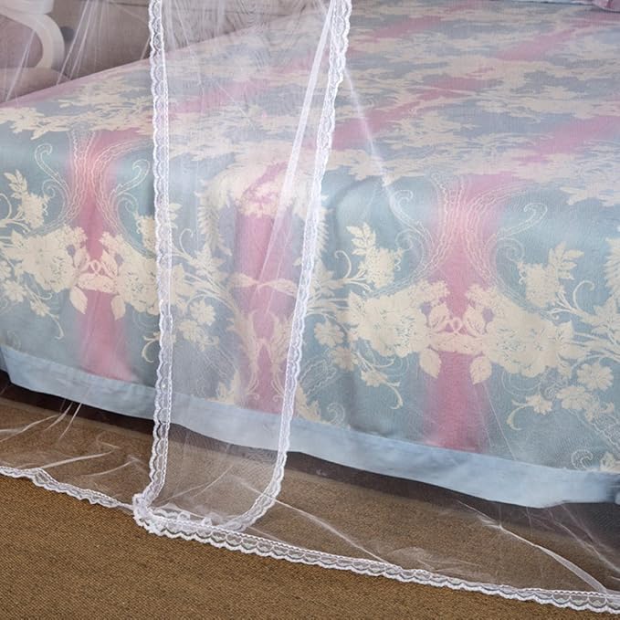 4 Corners Princess Bed Curtain Canopy Canopies for Girls Boys Adults Bed Gift (Queen, White)