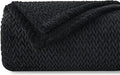 NEWCOSPLAY Super Soft Queen Blanket Black Premium Silky Flannel Fleece Leaves Pattern Lightweight Bed Blanket All Season Use (Black, Queen(90"x90"))