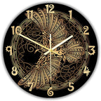 12 Inch Scandinavian Tattoo Odin's Celtic Raven Wall Clock, Norse Viking Man Cave Wall Clock Runic Symbols Crow Vintage Decorative Silent Non Ticking Battery Wall Watch Clock for Living Room