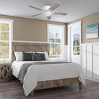 Prominence Home Benton Traditional 52 Inch Ceiling Fan with Light, LED Flush Mount Ceiling Fan, Indoor Fan with 5 Blades, White and Gray Oak Blade Finish Options, White (50852-01)