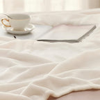 Bedsure GentleSoft Fleece Throw XL Blanket Cream - 300GSM Soft Lightweight Plush Cozy Blankets for Bed, Sofa, Couch, Travel, Camping, 50x70 inches