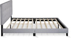 Furinno Laval Button Tufted Upholstered Platform Bed Frame, Queen, Glacier