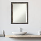 Amanti Art Brown Bathroom Mirror for Over Sink, 27x21 Bark Rustic Char Narrow Rectangle Vanity Mirror, Medium Country Rustic Frame, Hangs Horizonally and Vertically, Bathroom Wall Decor, Beveled Edge