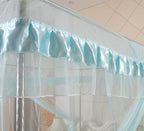 Mengersi 4 Corners Canopy Bed Curtains for Girls Kids Adults - Bed Drapes - 4 Opening Mosquito Net - Cute Princess Bedroom Decoration (Queen, Sky Blue)