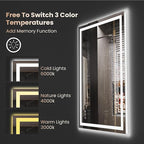 48"X36" LED Bathroom Mirror with Front Lights and Backlit, Anti-Fog, Dimmable, Shatter-Proof Tempered Glass, Lighted Bathroom Vanity Mirror for Wall with 3 Colors, Memory Function