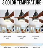 Sofucor Ceiling Fan with Lights, 52 Inch Mordern Wood Ceiling Fan with Remote for Indoor Farmhouse Bedroom Living Room Outdoor Patio Porch, Reversible DC Motor, Noiseless