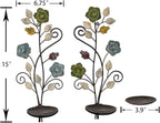 Wall Sconces Candle Holder Set of 2, Antique Color Style Leaf Branch Wall Mount Hanging Metal Wall Candle Holder Candle Sconce for Living Room Dining Room…